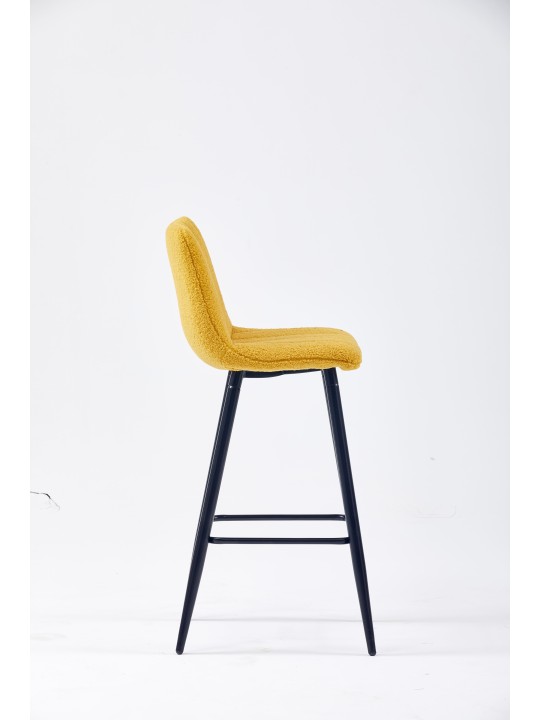 Modern Channel-Tufted Bar Stool | Teddy Fabric Kitchen Counter Chai...