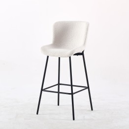Minimalist Teddy Bar Stool | Modern Kitchen Counter Chair in Cream ...