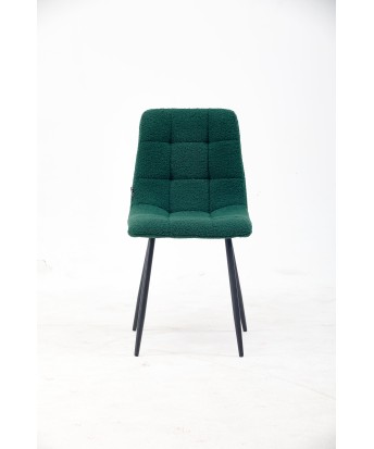 Grid-Tufted Dining Chair | Modern Teddy Fabric Chair in Forest Gree...