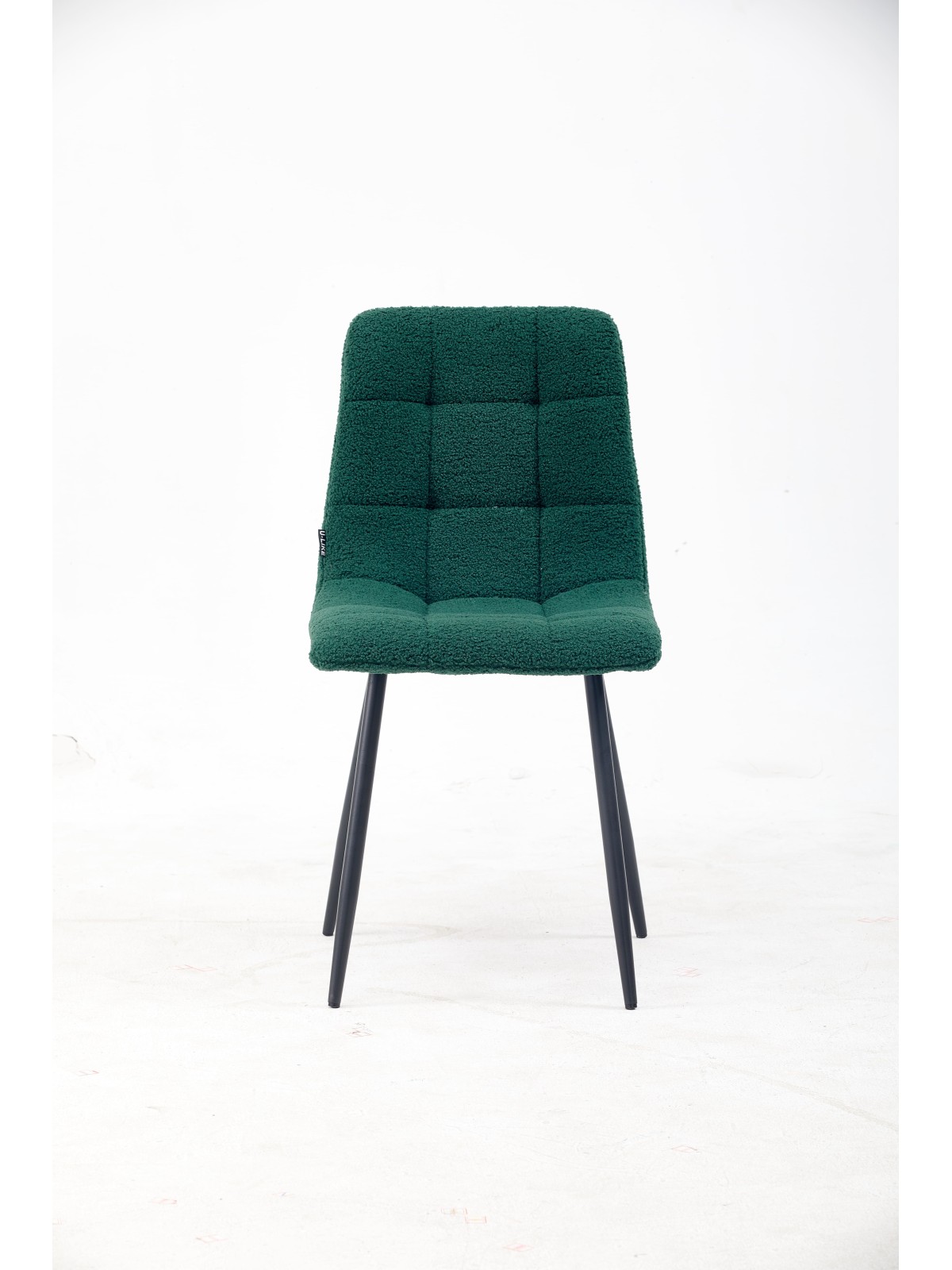 Grid-Tufted Dining Chair | Modern Teddy Fabric Chair in Forest Gree...