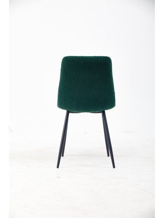 Grid-Tufted Dining Chair | Modern Teddy Fabric Chair in Forest Gree...