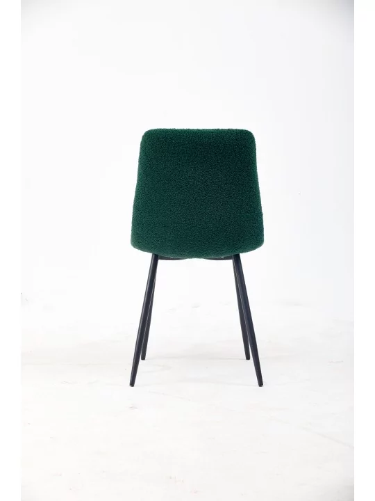 Grid-Tufted Dining Chair | Modern Teddy Fabric Chair in Forest Gree...