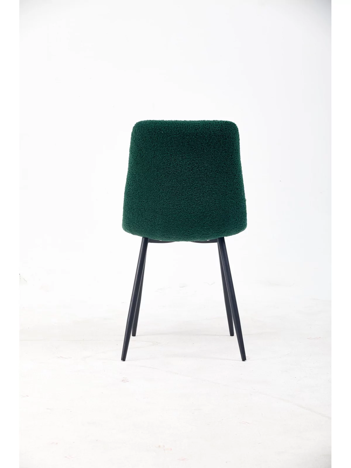 Grid-Tufted Dining Chair | Modern Teddy Fabric Chair in Forest Gree...