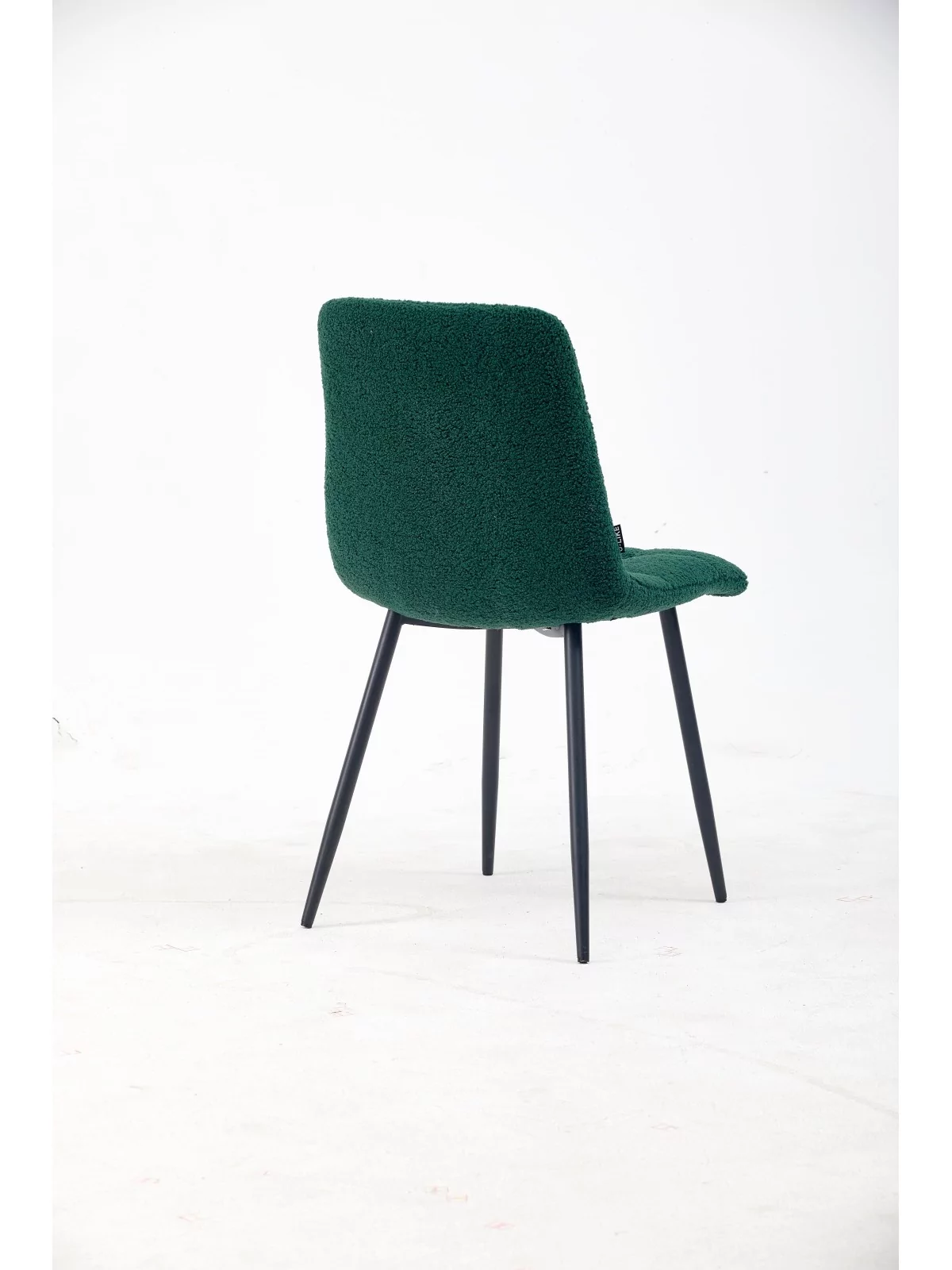 Grid-Tufted Dining Chair | Modern Teddy Fabric Chair in Forest Gree...