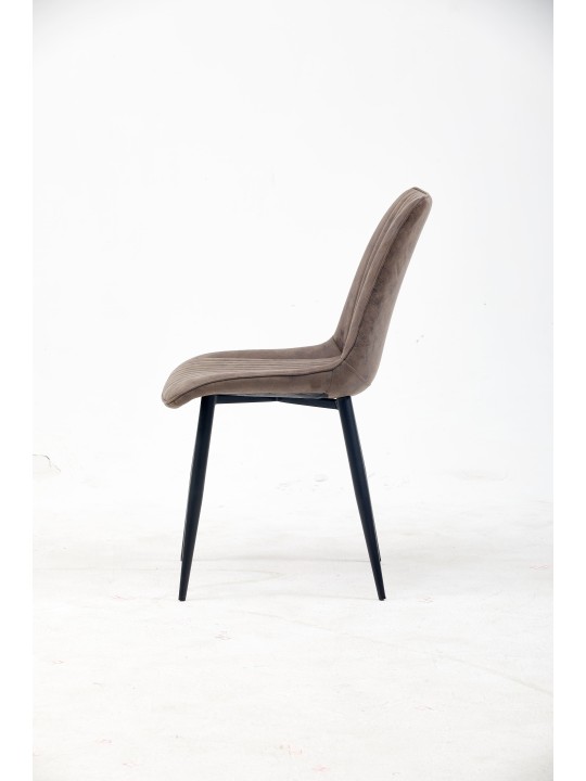 Channel-Tufted Dining Chair | Modern Velvet Chair in Vintage Brown ...