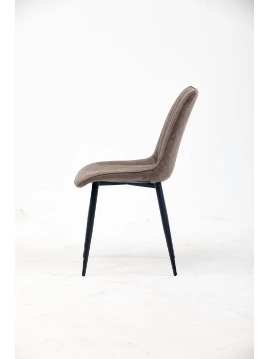 Channel-Tufted Dining Chair | Modern Velvet Chair in Vintage Brown ...