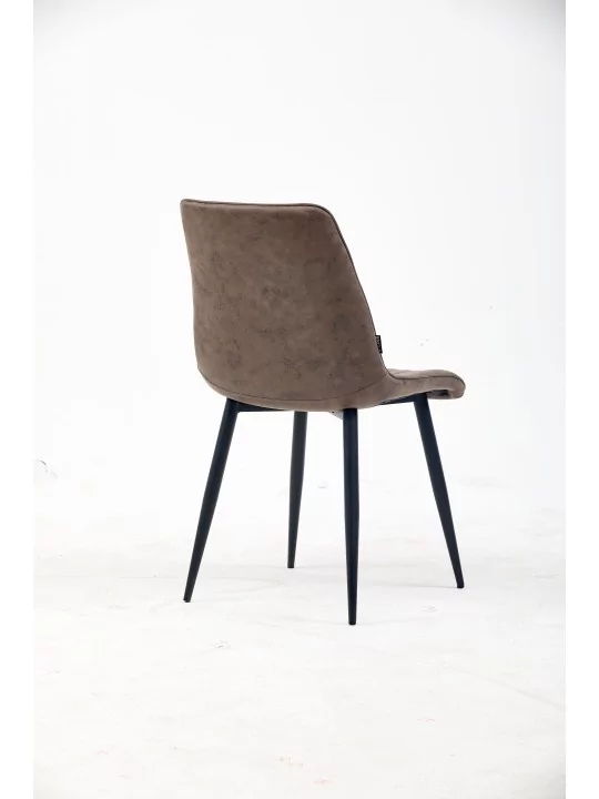 Channel-Tufted Dining Chair | Modern Velvet Chair in Vintage Brown ...