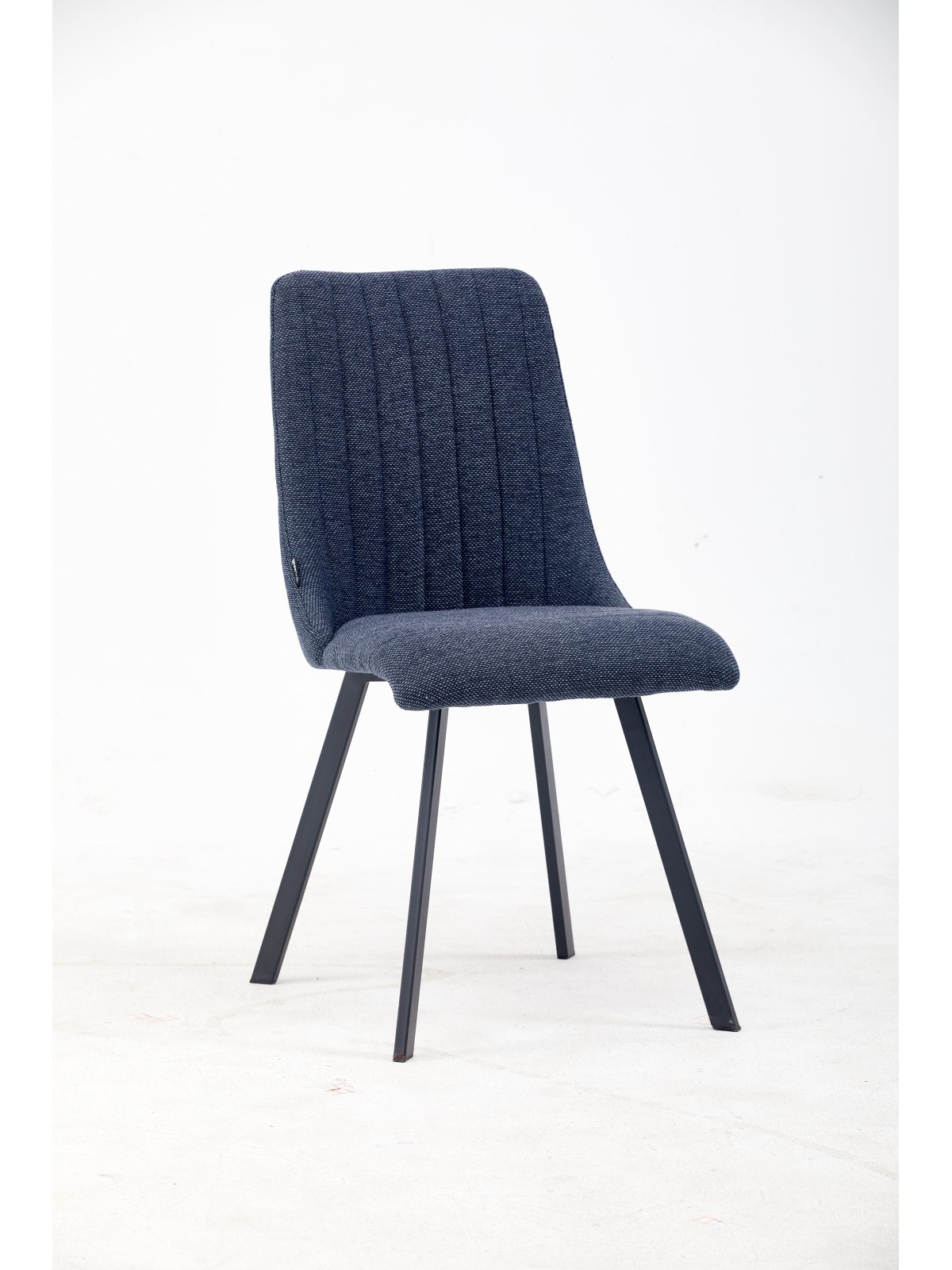Channel-Tufted Dining Chair | Modern Textured Fabric Chair in Navy ...