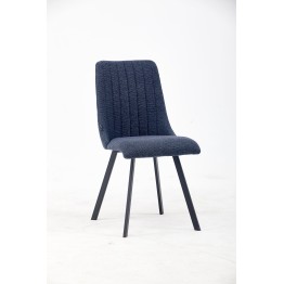 Channel-Tufted Dining Chair | Modern Textured Fabric Chair in Navy ...