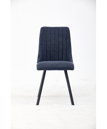 Channel-Tufted Dining Chair | Modern Textured Fabric Chair in Navy ...