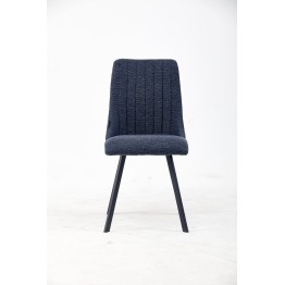 Channel-Tufted Dining Chair | Modern Textured Fabric Chair in Navy ...