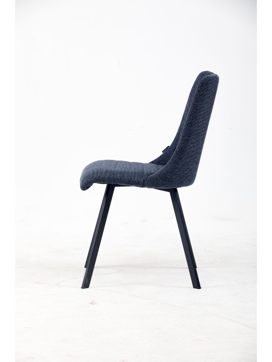 Channel-Tufted Dining Chair | Modern Textured Fabric Chair in Navy ...