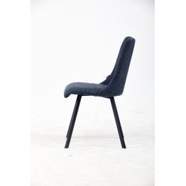 Channel-Tufted Dining Chair | Modern Textured Fabric Chair in Navy ...