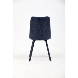 Channel-Tufted Dining Chair | Modern Textured Fabric Chair in Navy ...