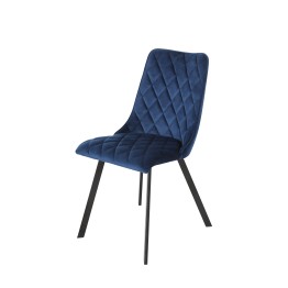 Channel-Tufted Dining Chair | Modern Textured Fabric Chair in Navy ...