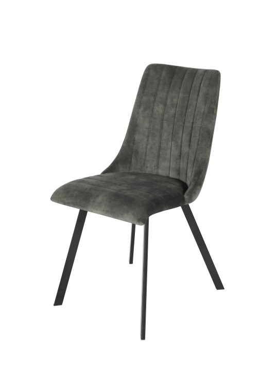 Channel-Tufted Dining Chair | Modern Textured Fabric Chair in Navy ...