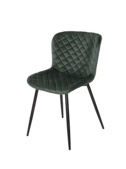 Diamond-Quilted Dining Chair | Luxurious Velvet Chair in Forest Gre...