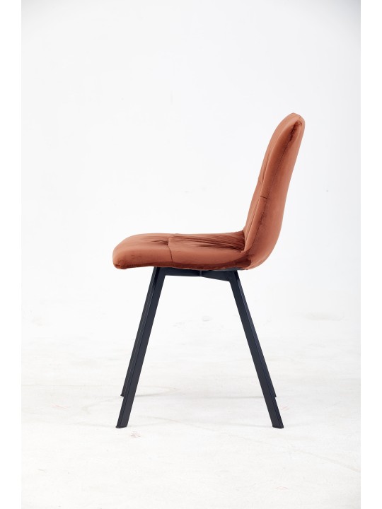 Pleated Back Dining Chair | Elegant Velvet Chair in Terracotta | Bl...