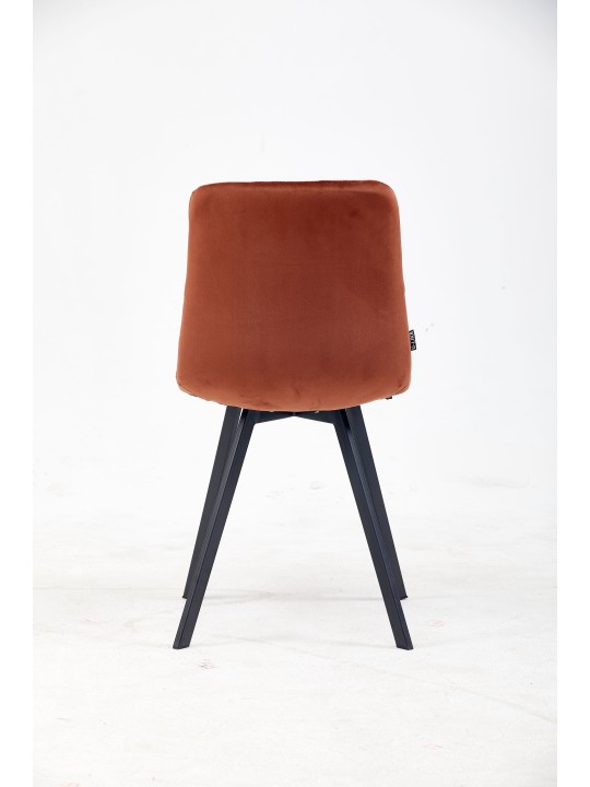 Pleated Back Dining Chair | Elegant Velvet Chair in Terracotta | Bl...