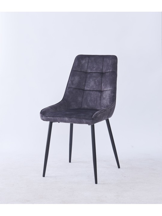 Grid-Tufted Dining Chair | Modern Velvet Chair in Charcoal Grey | B...
