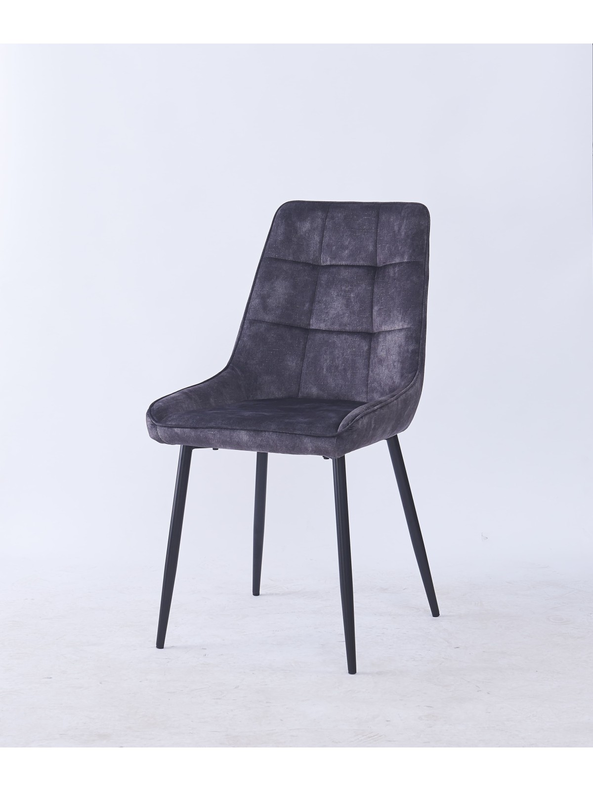 Grid-Tufted Dining Chair | Modern Velvet Chair in Charcoal Grey | B...
