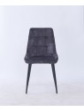 Grid-Tufted Dining Chair | Modern Velvet Chair in Charcoal Grey | B...