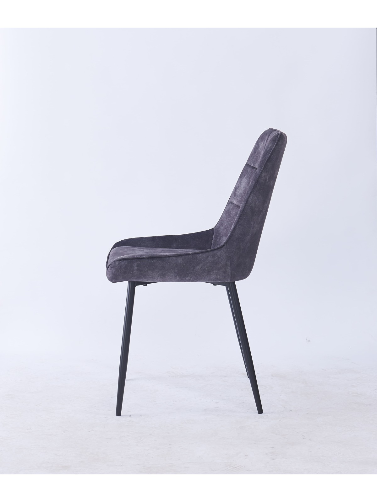 Grid-Tufted Dining Chair | Modern Velvet Chair in Charcoal Grey | B...