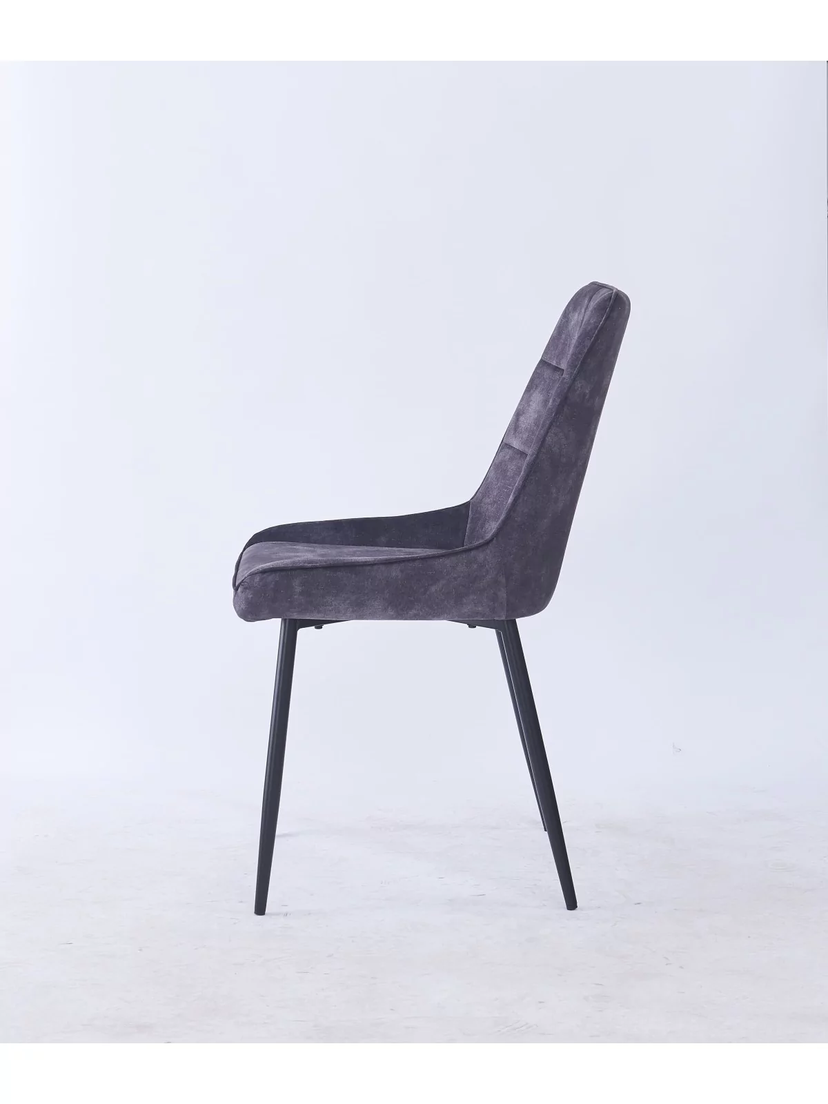 Grid-Tufted Dining Chair | Modern Velvet Chair in Charcoal Grey | B...