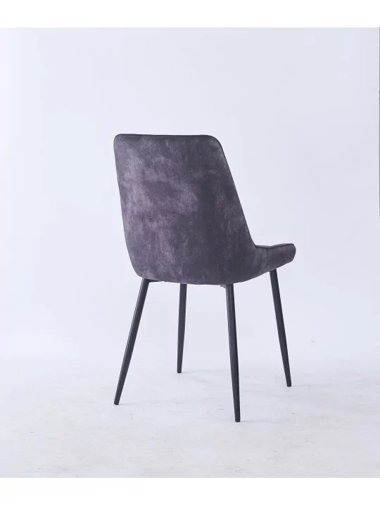 Grid-Tufted Dining Chair | Modern Velvet Chair in Charcoal Grey | B...
