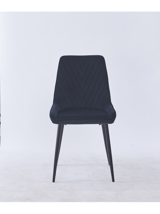 Grid-Tufted Dining Chair | Modern Velvet Chair in Charcoal Grey | B...