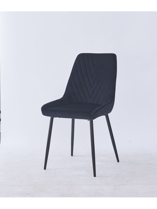 Grid-Tufted Dining Chair | Modern Velvet Chair in Charcoal Grey | B...