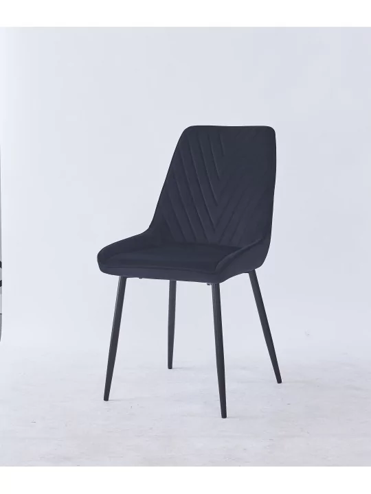 Grid-Tufted Dining Chair | Modern Velvet Chair in Charcoal Grey | B...