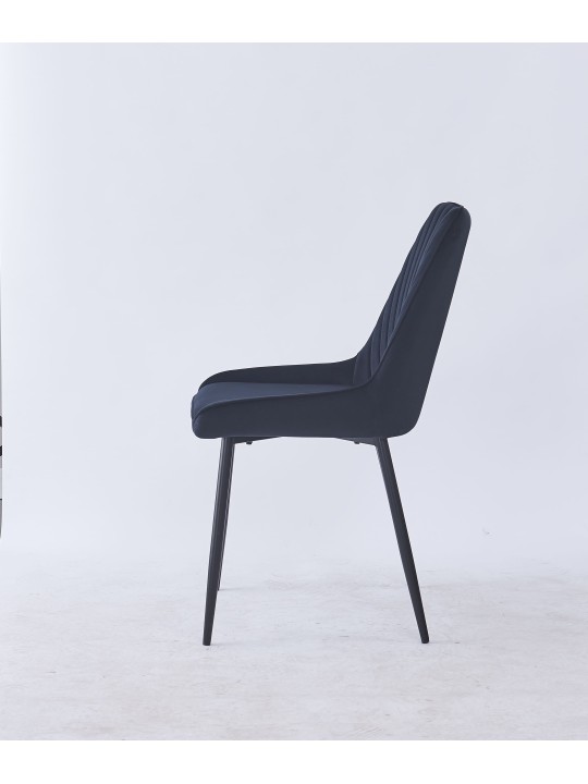 Grid-Tufted Dining Chair | Modern Velvet Chair in Charcoal Grey | B...