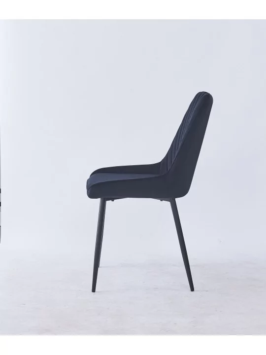 Grid-Tufted Dining Chair | Modern Velvet Chair in Charcoal Grey | B...