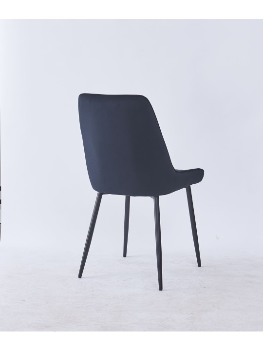 Grid-Tufted Dining Chair | Modern Velvet Chair in Charcoal Grey | B...