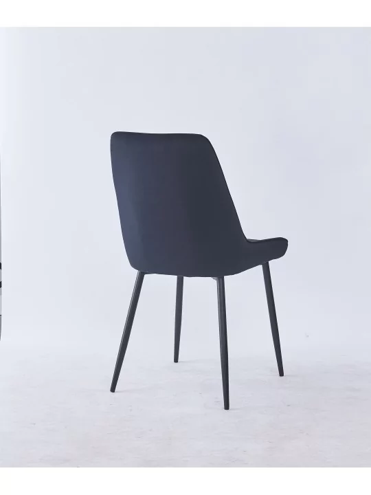 Grid-Tufted Dining Chair | Modern Velvet Chair in Charcoal Grey | B...