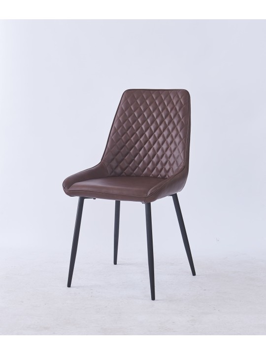 Grid-Tufted Dining Chair | Modern Velvet Chair in Charcoal Grey | B...