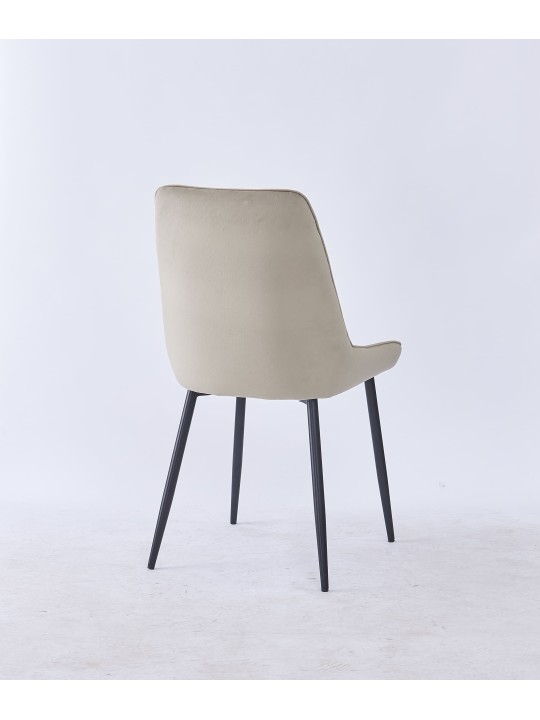 Grid-Tufted Dining Chair | Modern Velvet Chair in Charcoal Grey | B...