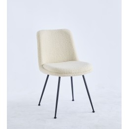 Modern Teddy Dining Chair | Minimalist Bouclé Chair in Cream | Blac...
