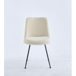 Modern Teddy Dining Chair | Minimalist Bouclé Chair in Cream | Blac...