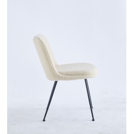 Modern Teddy Dining Chair | Minimalist Bouclé Chair in Cream | Blac...