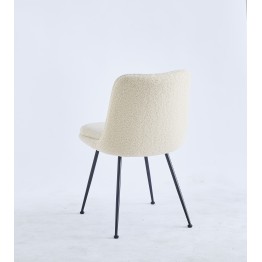 Modern Teddy Dining Chair | Minimalist Bouclé Chair in Cream | Blac...