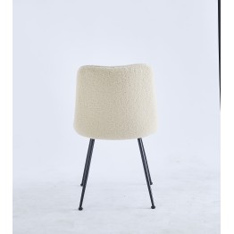 Modern Teddy Dining Chair | Minimalist Bouclé Chair in Cream | Blac...