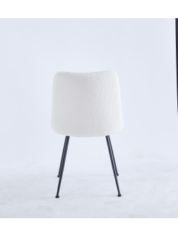Modern Teddy Dining Chair | Minimalist Bouclé Chair in Cream | Blac...