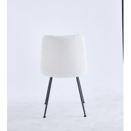 Modern Teddy Dining Chair | Minimalist Bouclé Chair in Cream | Blac...
