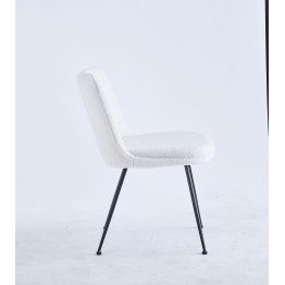 Modern Teddy Dining Chair | Minimalist Bouclé Chair in Cream | Blac...
