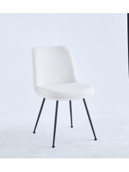 Modern Teddy Dining Chair | Minimalist Bouclé Chair in Cream | Blac...