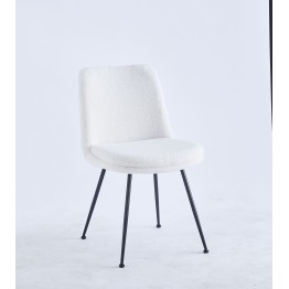Modern Teddy Dining Chair | Minimalist Bouclé Chair in Cream | Blac...