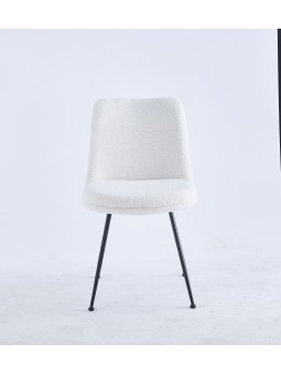 Modern Teddy Dining Chair | Minimalist Bouclé Chair in Cream | Blac...
