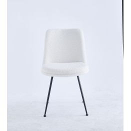 Modern Teddy Dining Chair | Minimalist Bouclé Chair in Cream | Blac...